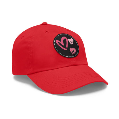 Full Heart Mom Hat with Leather Patch (Round)