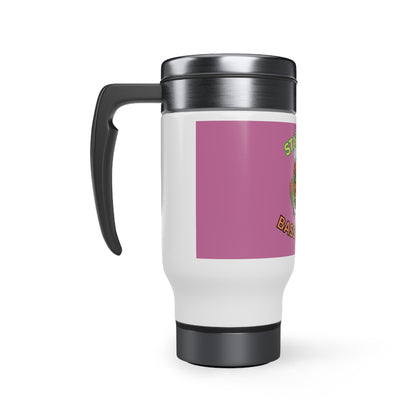 Stainless Steel Travel Mug with Handle, 14oz - PINK