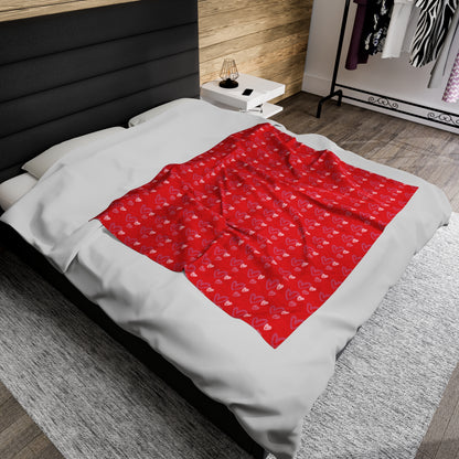 Full Heart Velveteen Plush Blanket - Hearts Red