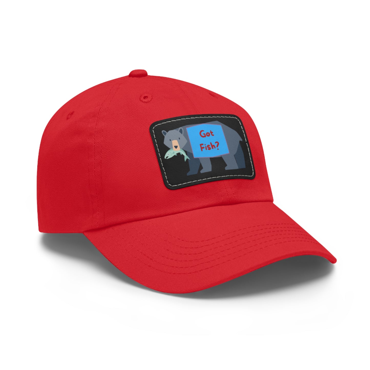 Dad Hat with Leather Patch (Rectangle) - GOT FISH BEAR