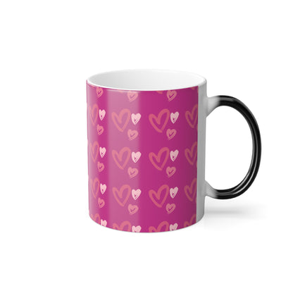 Hearts Color Morphing Mug, 11oz - Pink