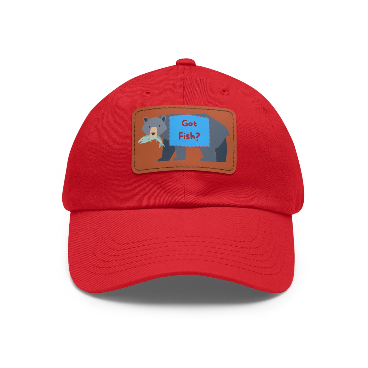 Dad Hat with Leather Patch (Rectangle) - GOT FISH BEAR