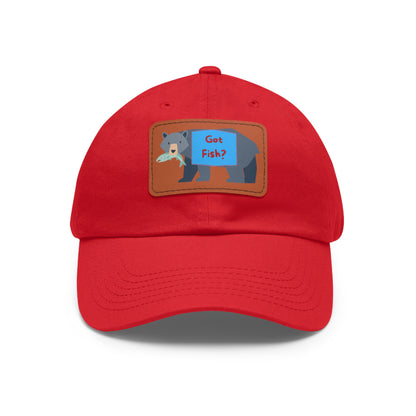 Dad Hat with Leather Patch (Rectangle) - GOT FISH BEAR