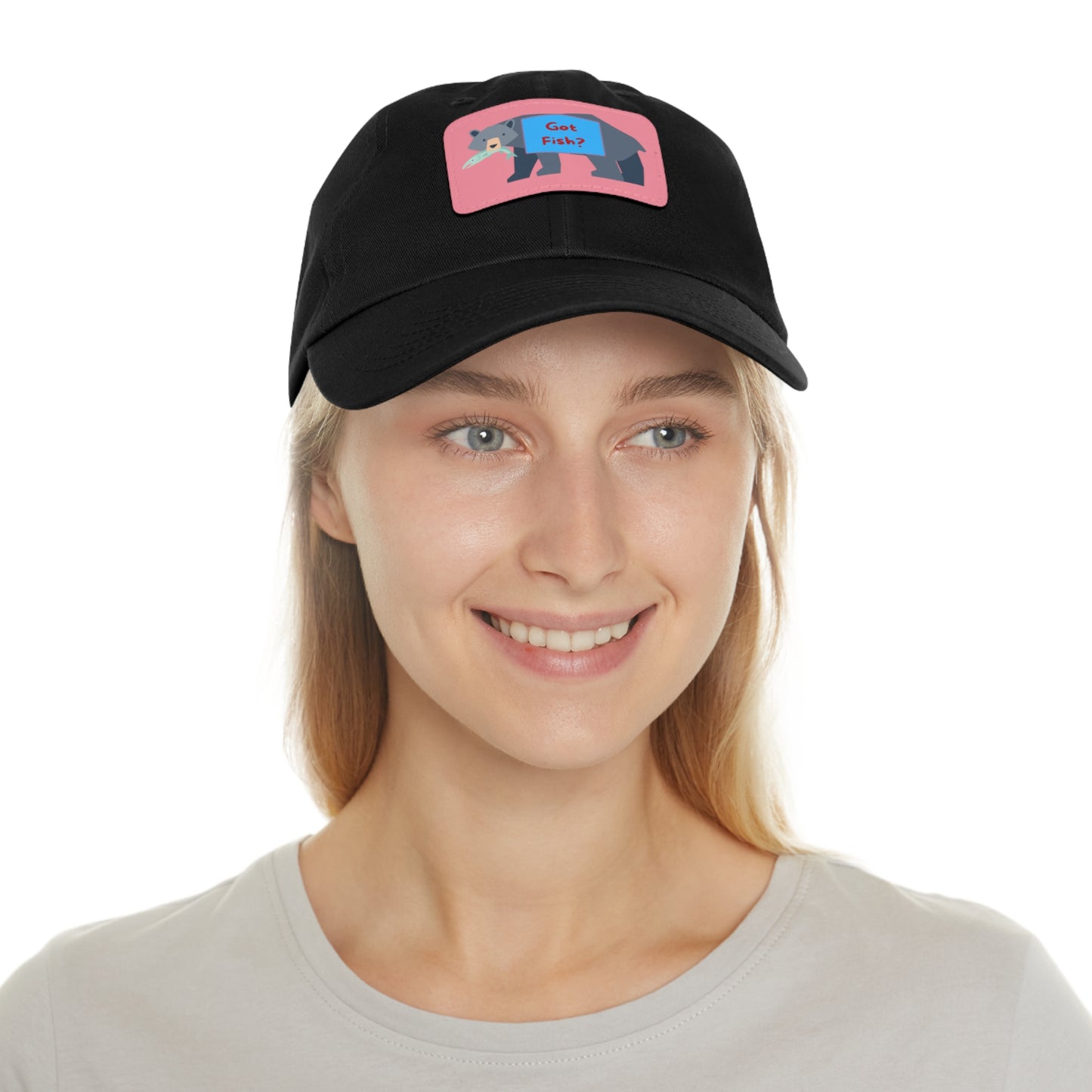 Dad Hat with Leather Patch (Rectangle) - GOT FISH BEAR