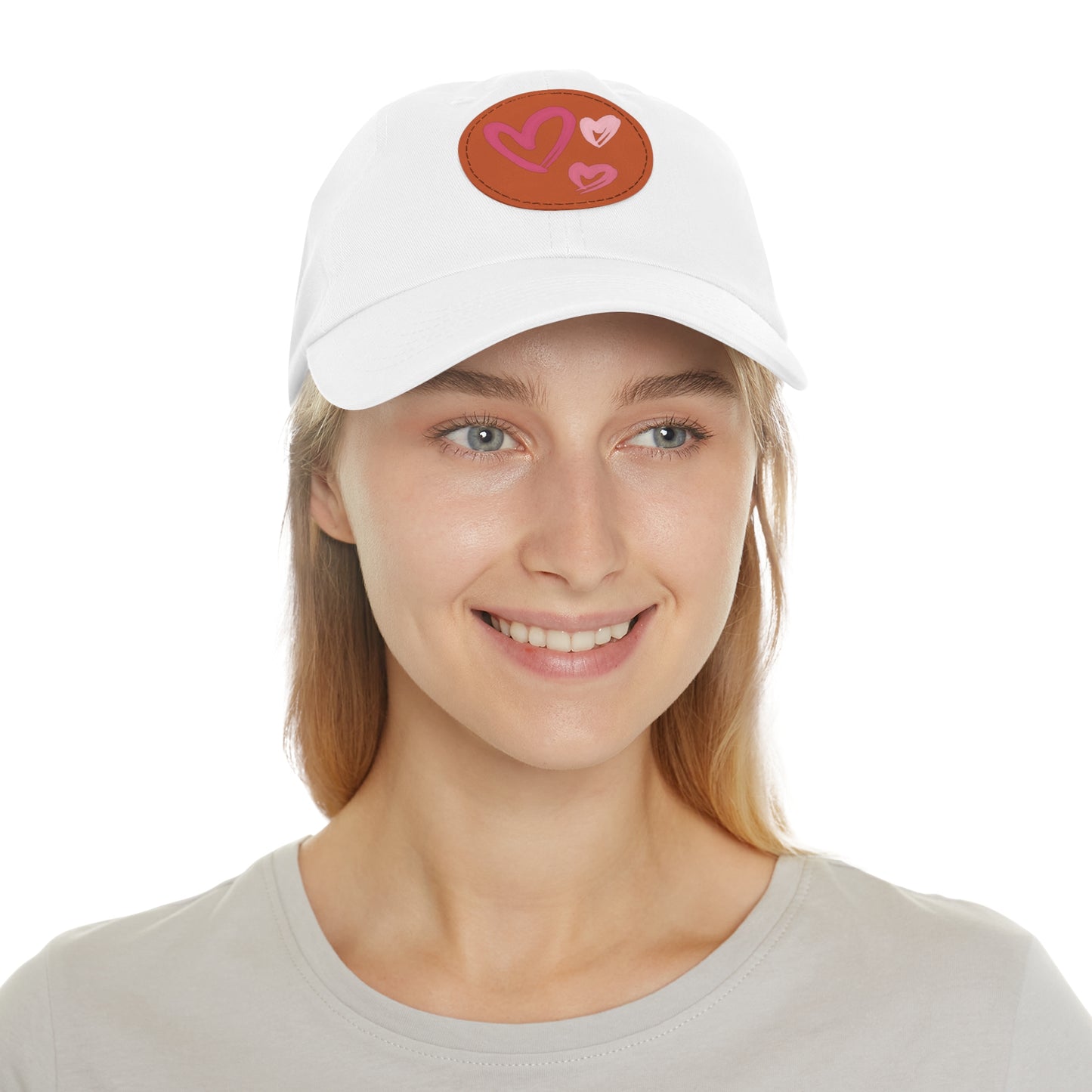 Full Heart Mom Hat with Leather Patch (Round)