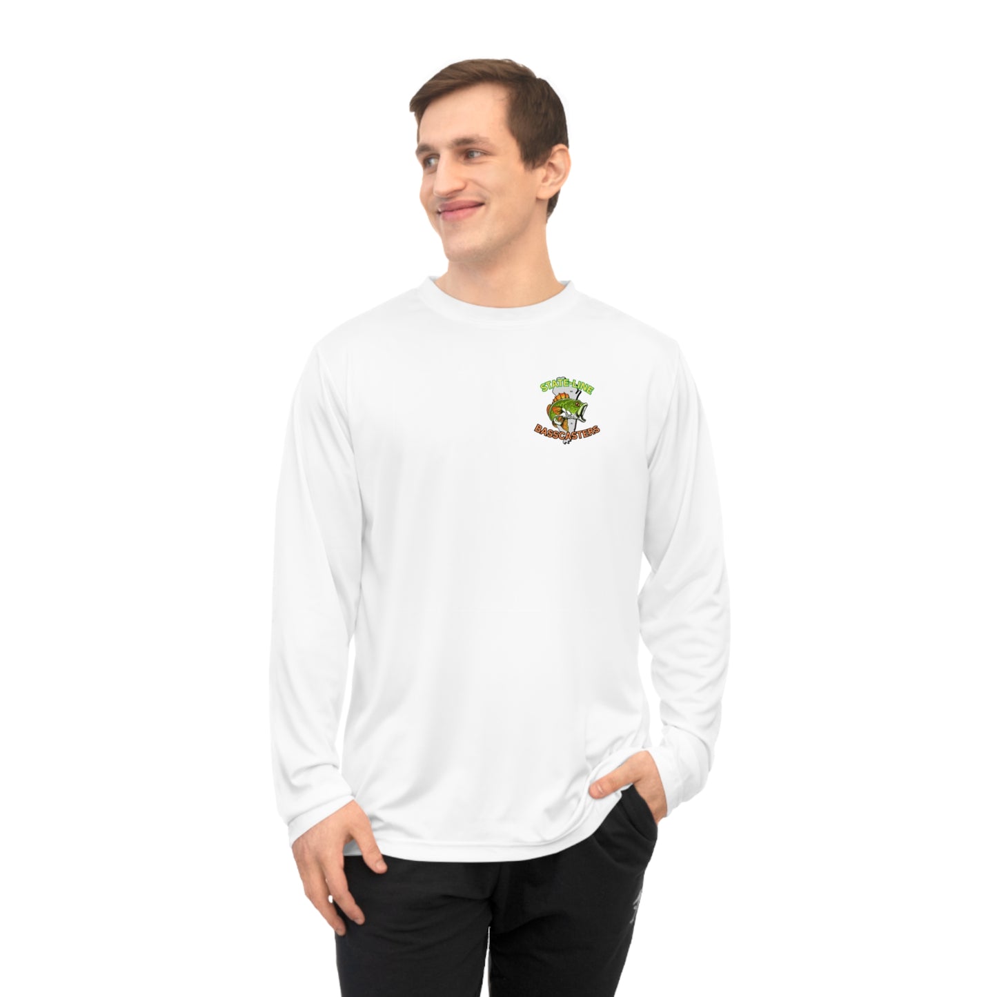 State-Line Basscasters - Unisex Performance Long Sleeve Shirt - FRONT SMALL