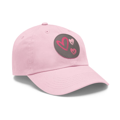 Full Heart Mom Hat with Leather Patch (Round)