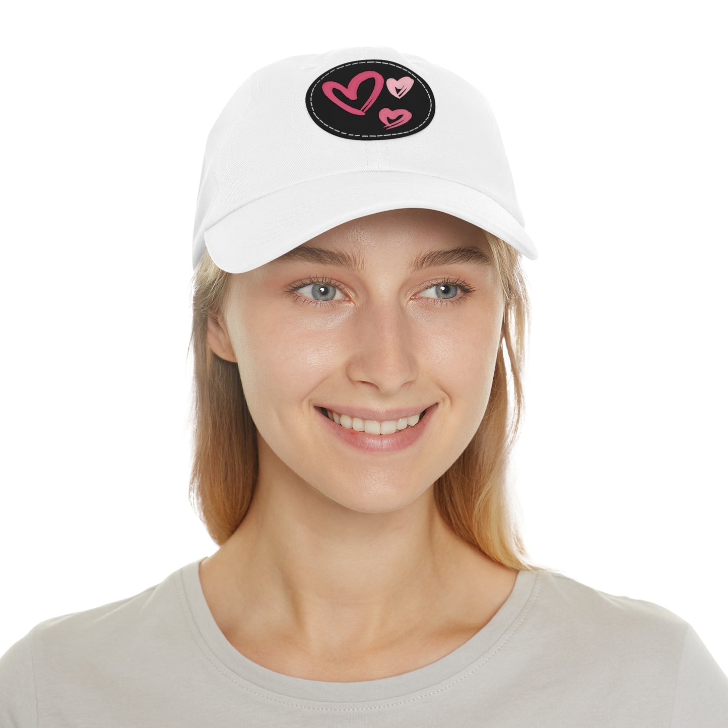 Full Heart Mom Hat with Leather Patch (Round)