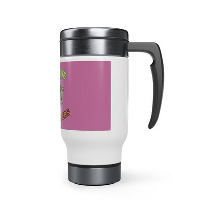 Stainless Steel Travel Mug with Handle, 14oz - PINK