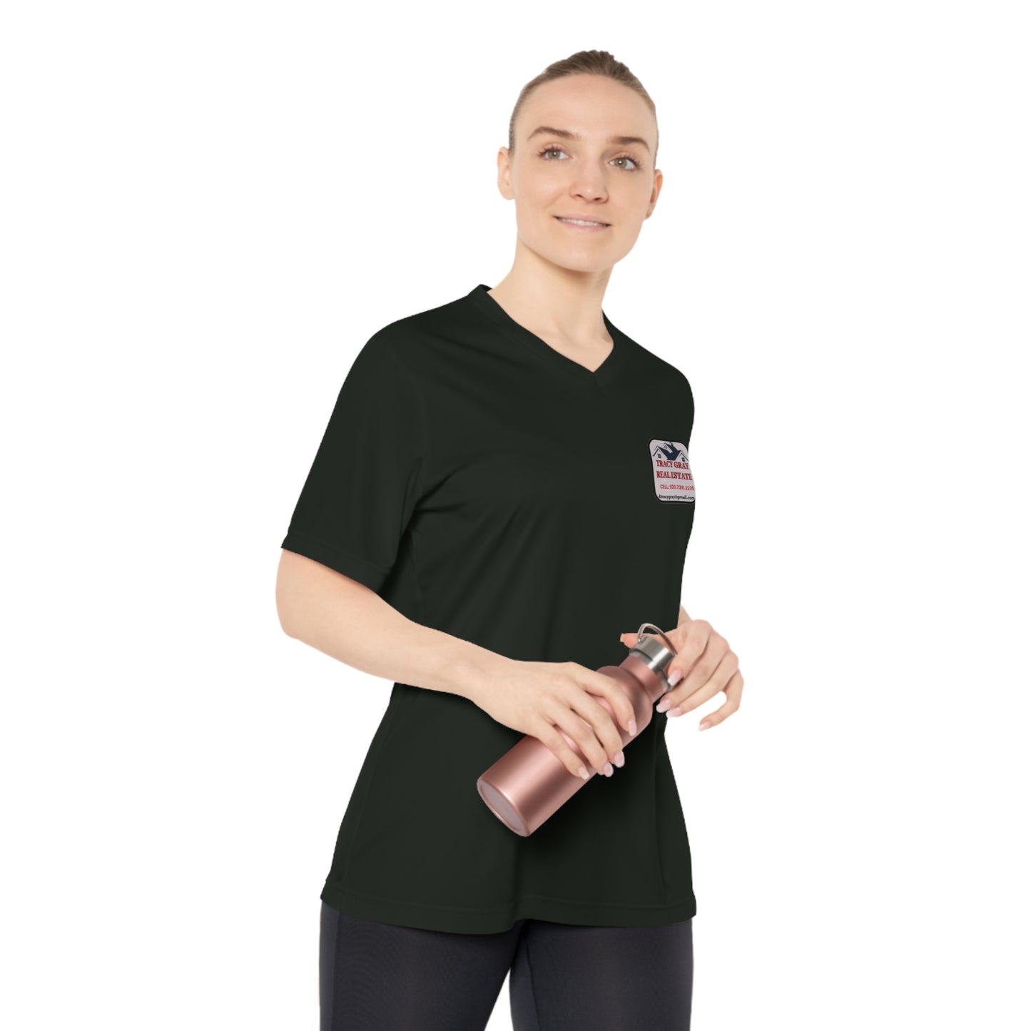 TG REALTY - Women's Performance V-Neck T-Shirt SMALL LOGO