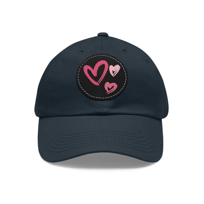 Full Heart Mom Hat with Leather Patch (Round)