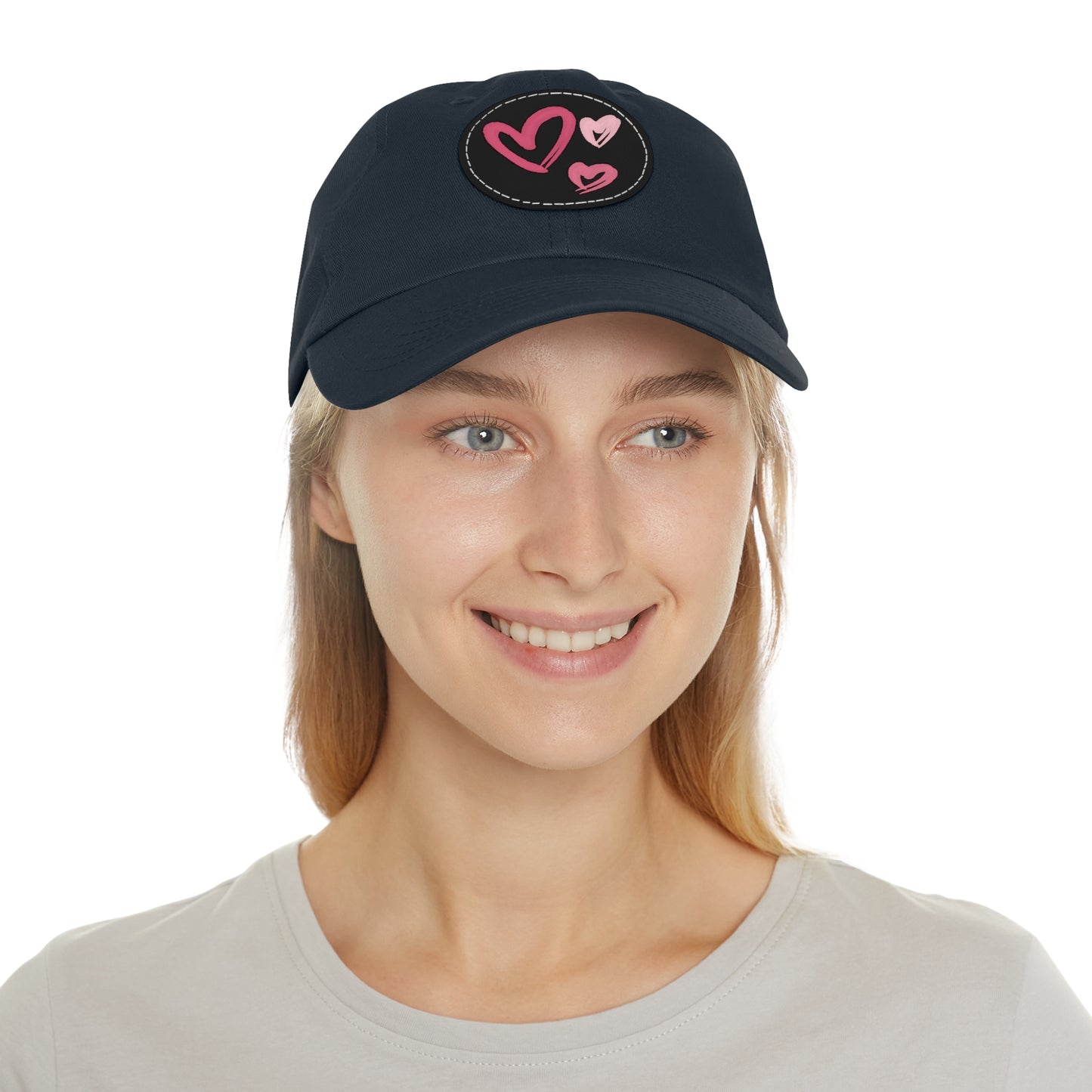 Full Heart Mom Hat with Leather Patch (Round)