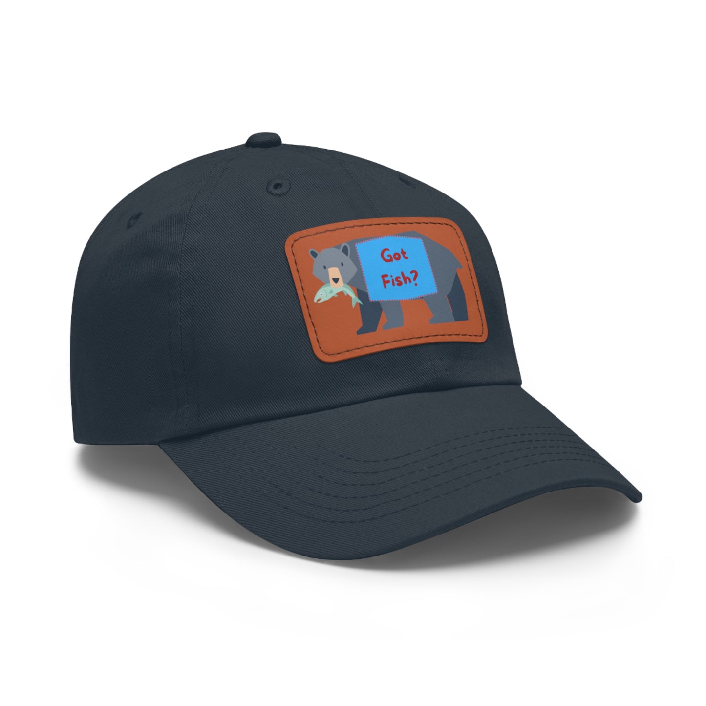 Dad Hat with Leather Patch (Rectangle) - GOT FISH BEAR