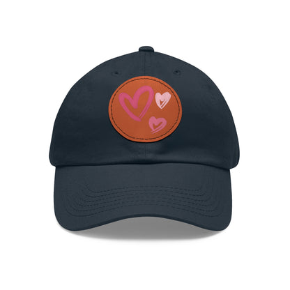 Full Heart Mom Hat with Leather Patch (Round)