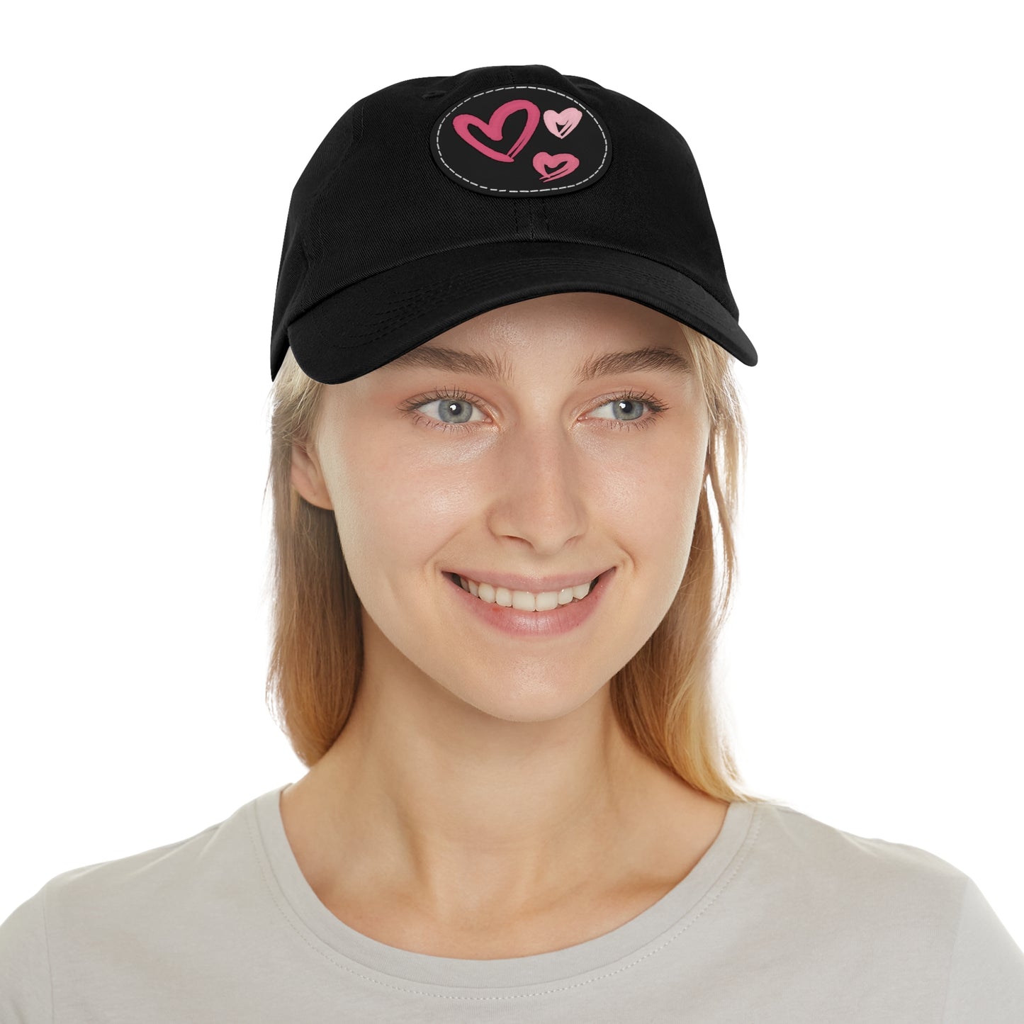 Full Heart Mom Hat with Leather Patch (Round)