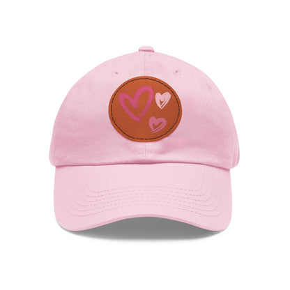 Full Heart Mom Hat with Leather Patch (Round)