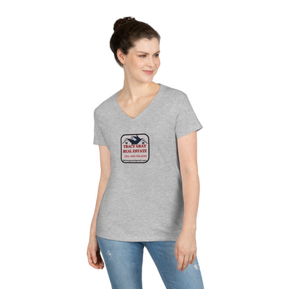 TG Realty - Ladies' V-Neck T-Shirt - LOW V LG LOGO