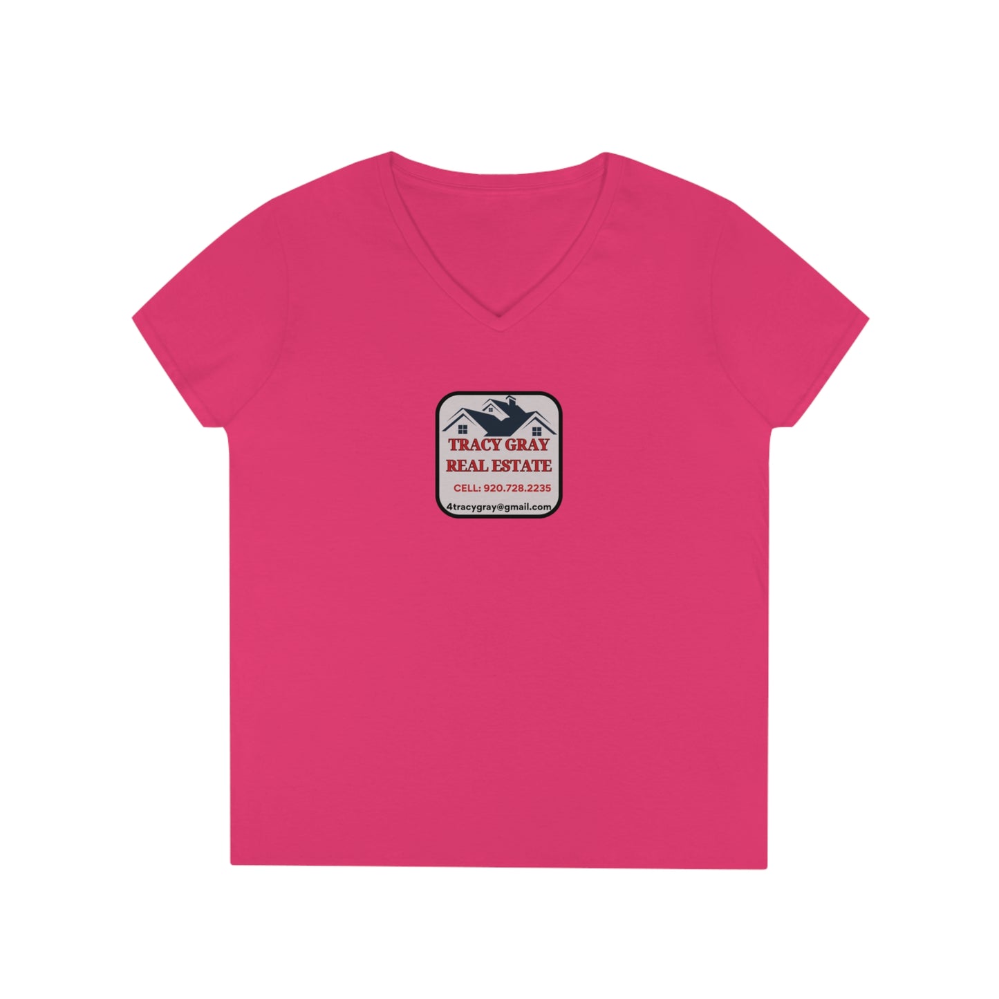 TG Realty - Ladies' V-Neck T-Shirt - LOW V LG LOGO