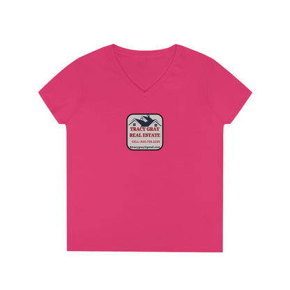 TG Realty - Ladies' V-Neck T-Shirt - LOW V LG LOGO