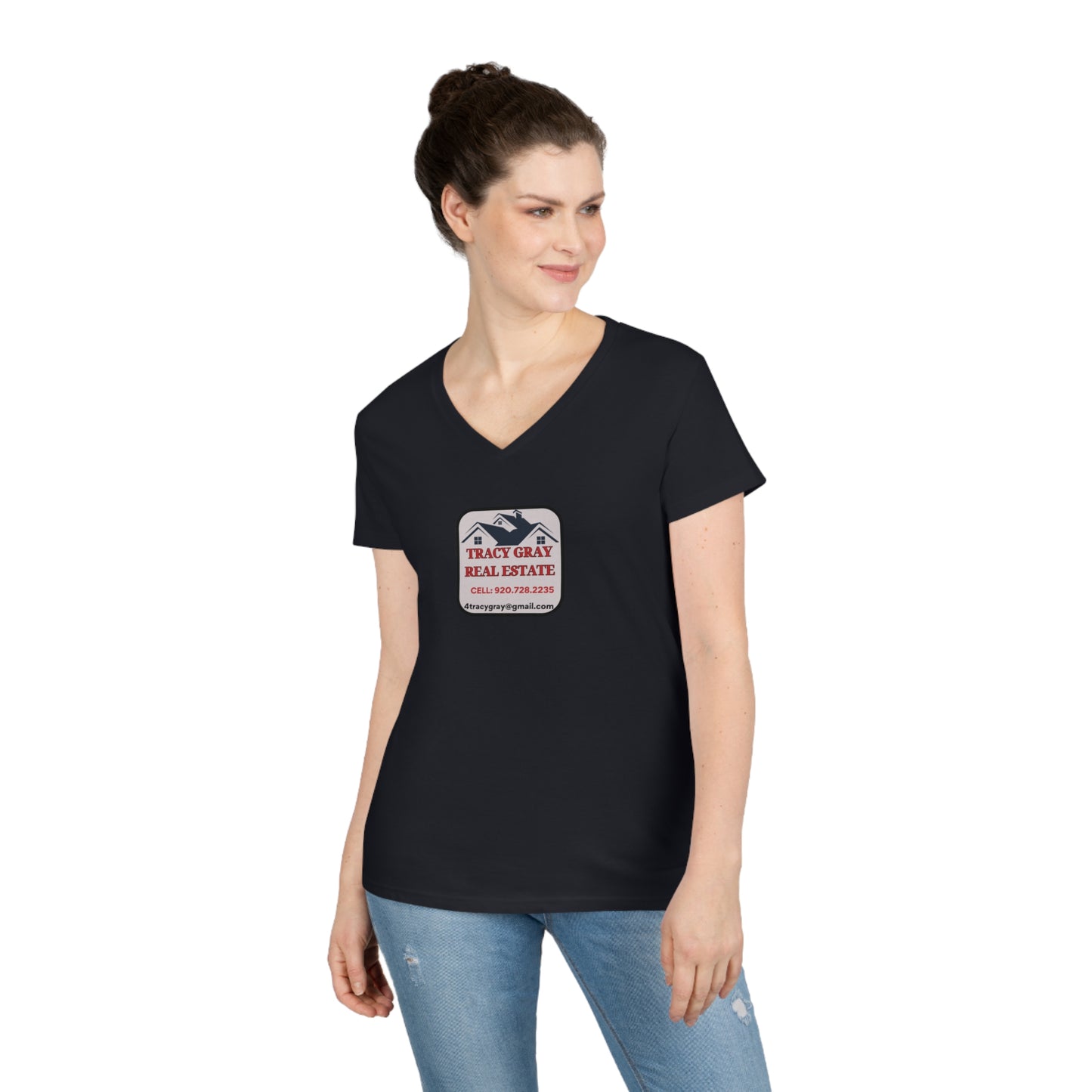 TG Realty - Ladies' V-Neck T-Shirt - LOW V LG LOGO