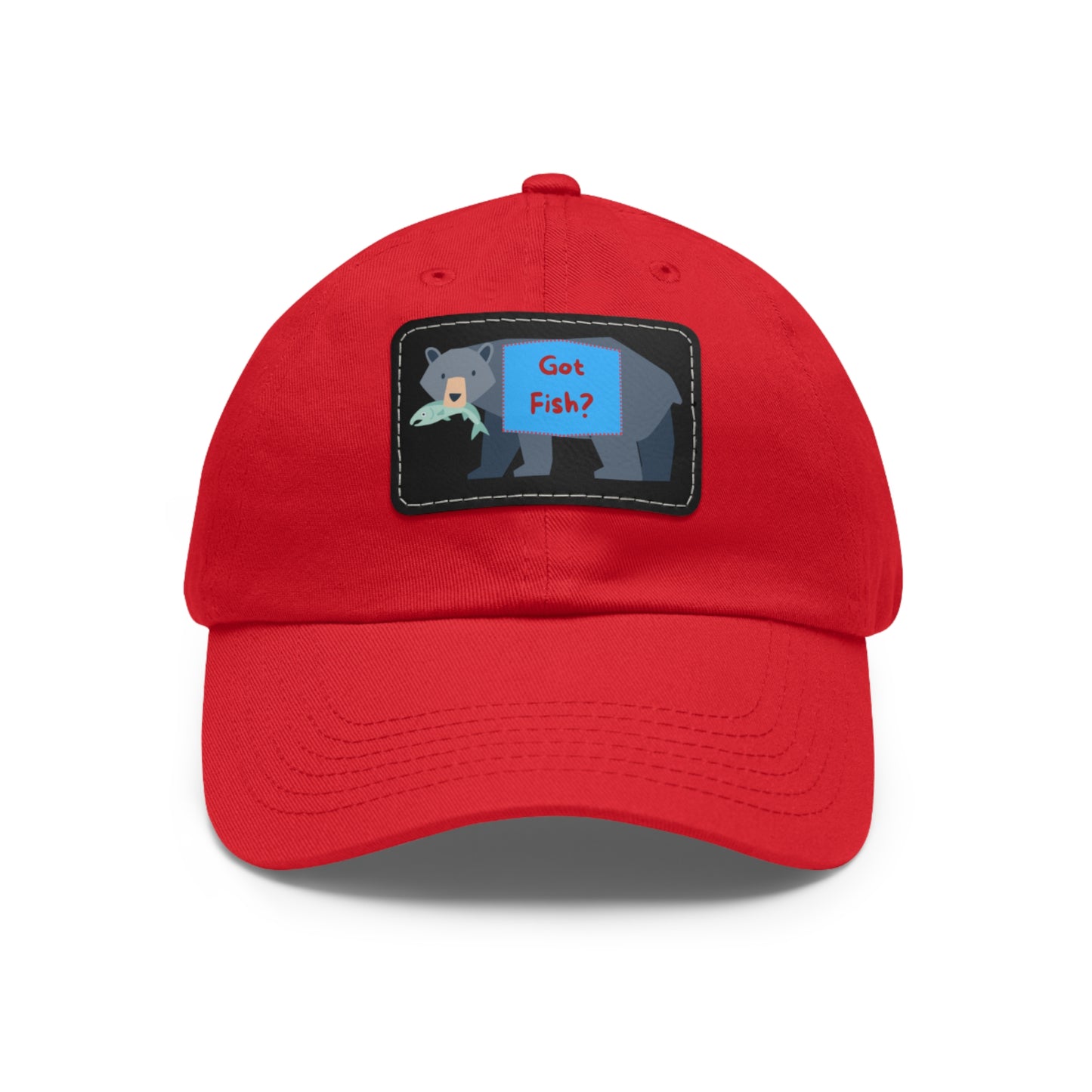 Dad Hat with Leather Patch (Rectangle) - GOT FISH BEAR