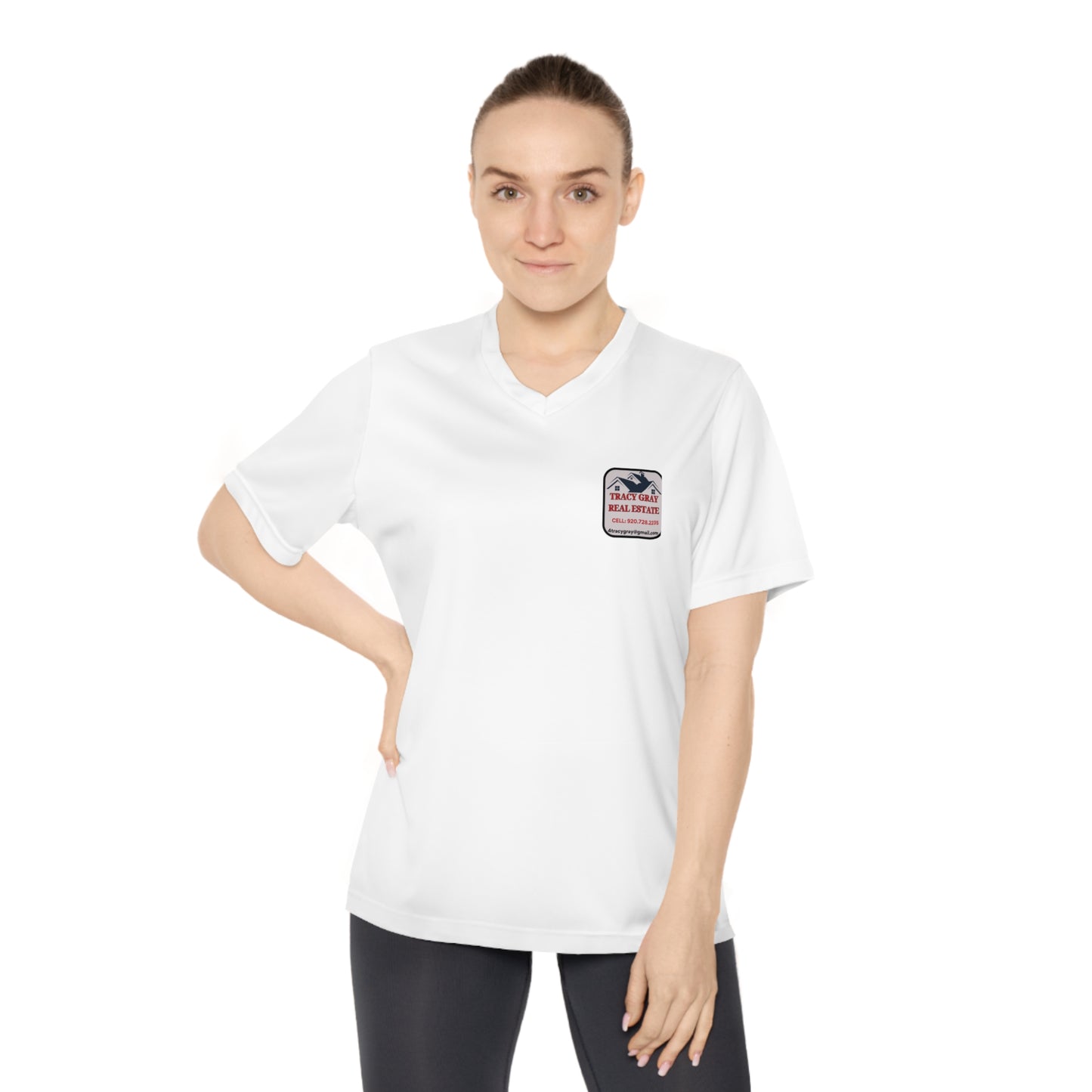 TG REALTY - Women's Performance V-Neck T-Shirt SMALL LOGO