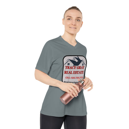 TG REALTY - Women's Performance V-Neck T-Shirt LARGE LOGO