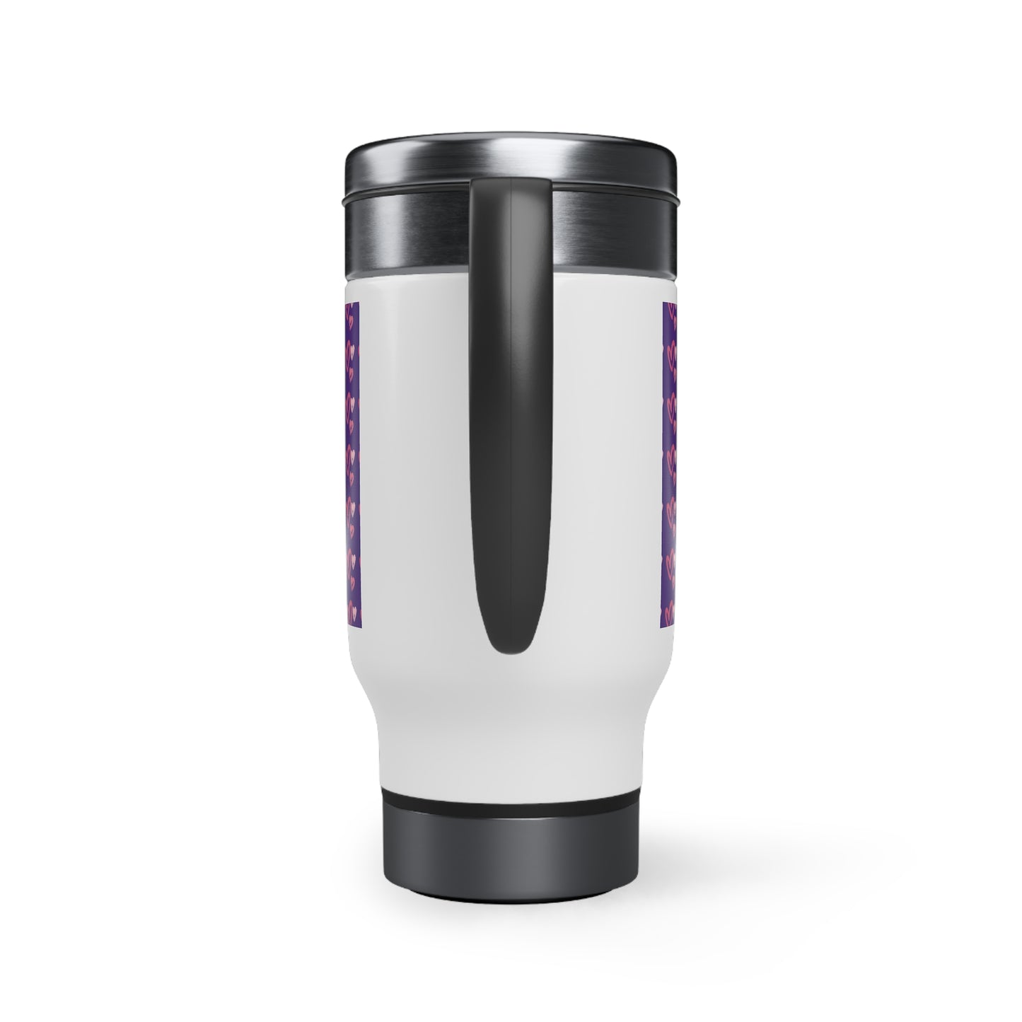 Full Heart Stainless Steel Travel Mug with Handle, 14oz - Purple