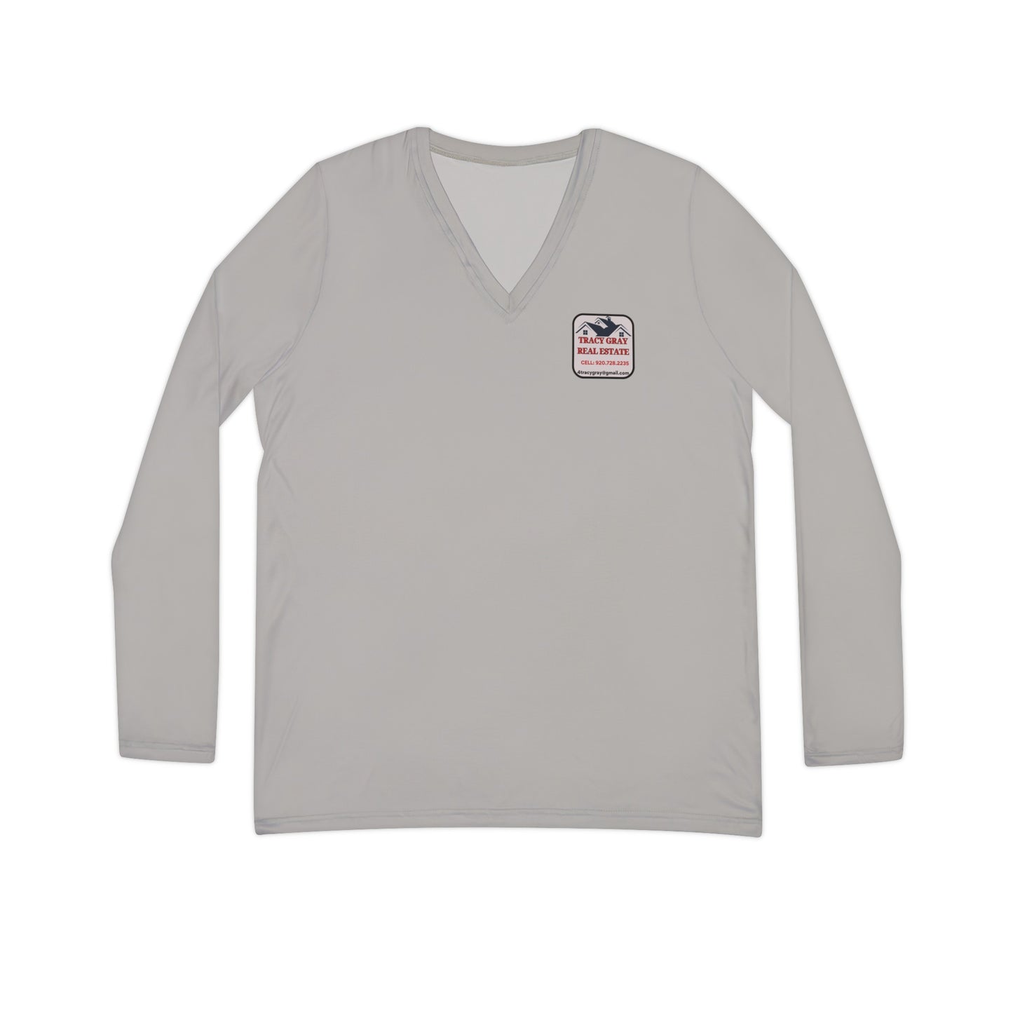 TG REALTY - Women's Long Sleeve V-neck Shirt - LIGHT GRAY