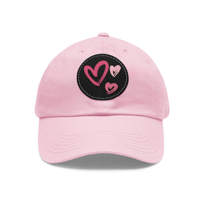 Full Heart Mom Hat with Leather Patch (Round)