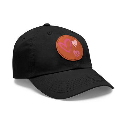 Full Heart Mom Hat with Leather Patch (Round)