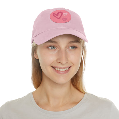 Full Heart Mom Hat with Leather Patch (Round)