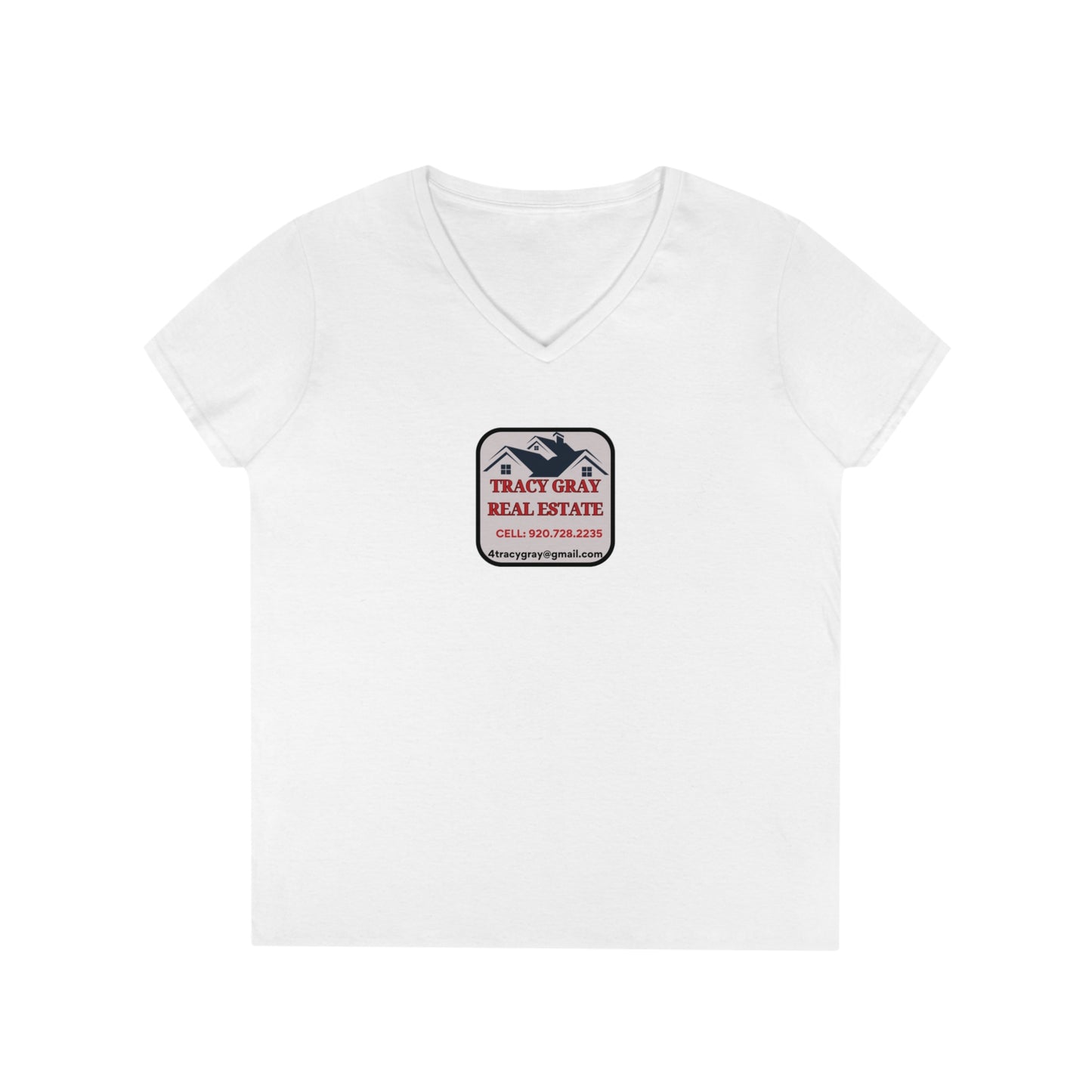 TG Realty - Ladies' V-Neck T-Shirt - LOW V LG LOGO