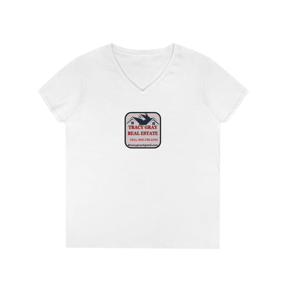 TG Realty - Ladies' V-Neck T-Shirt - LOW V LG LOGO