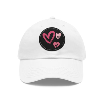 Full Heart Mom Hat with Leather Patch (Round)