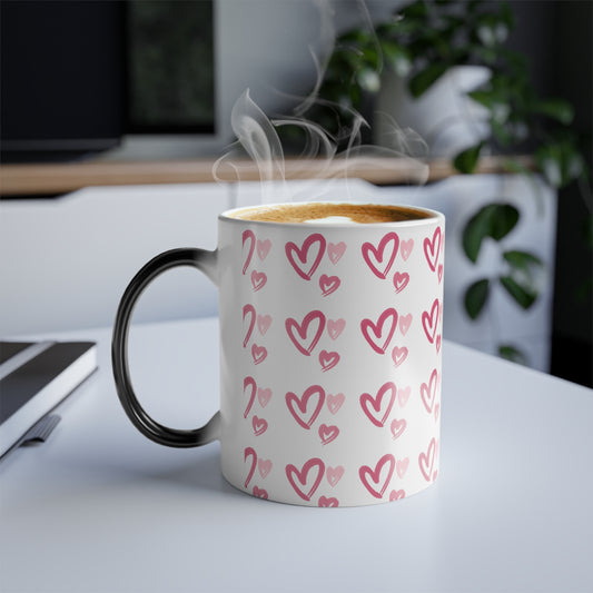 Hearts Color Morphing Mug, 11oz - White