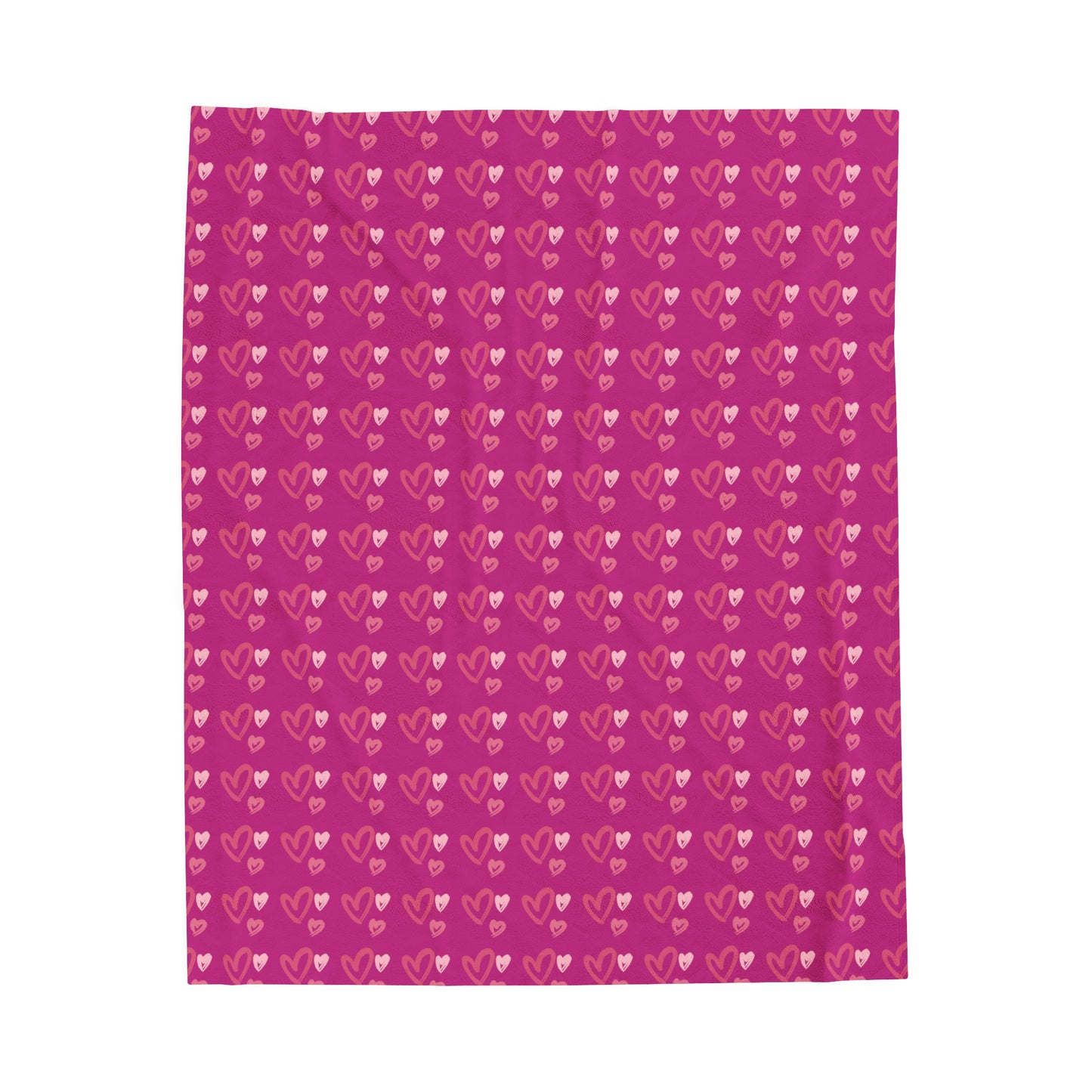 Velveteen Plush Blanket - Hearts Pink