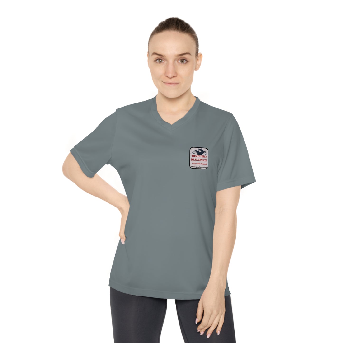 TG REALTY - Women's Performance V-Neck T-Shirt SMALL LOGO