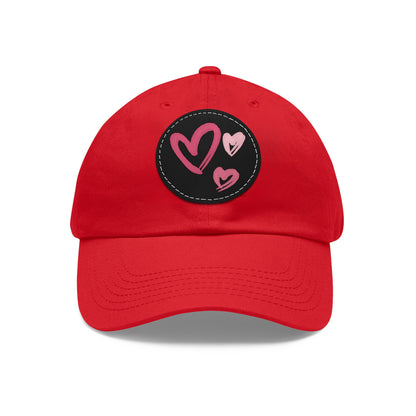 Full Heart Mom Hat with Leather Patch (Round)