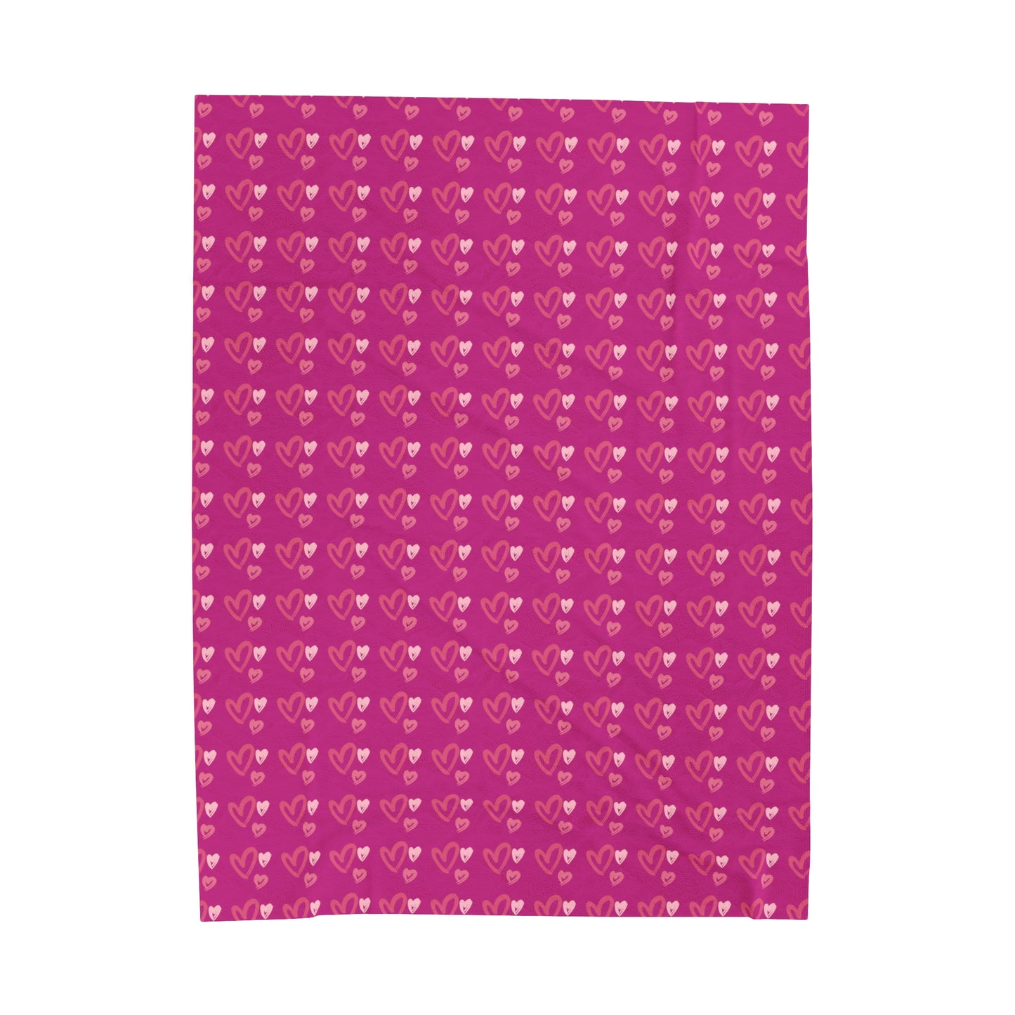 Velveteen Plush Blanket - Hearts Pink