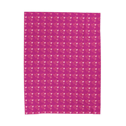 Velveteen Plush Blanket - Hearts Pink