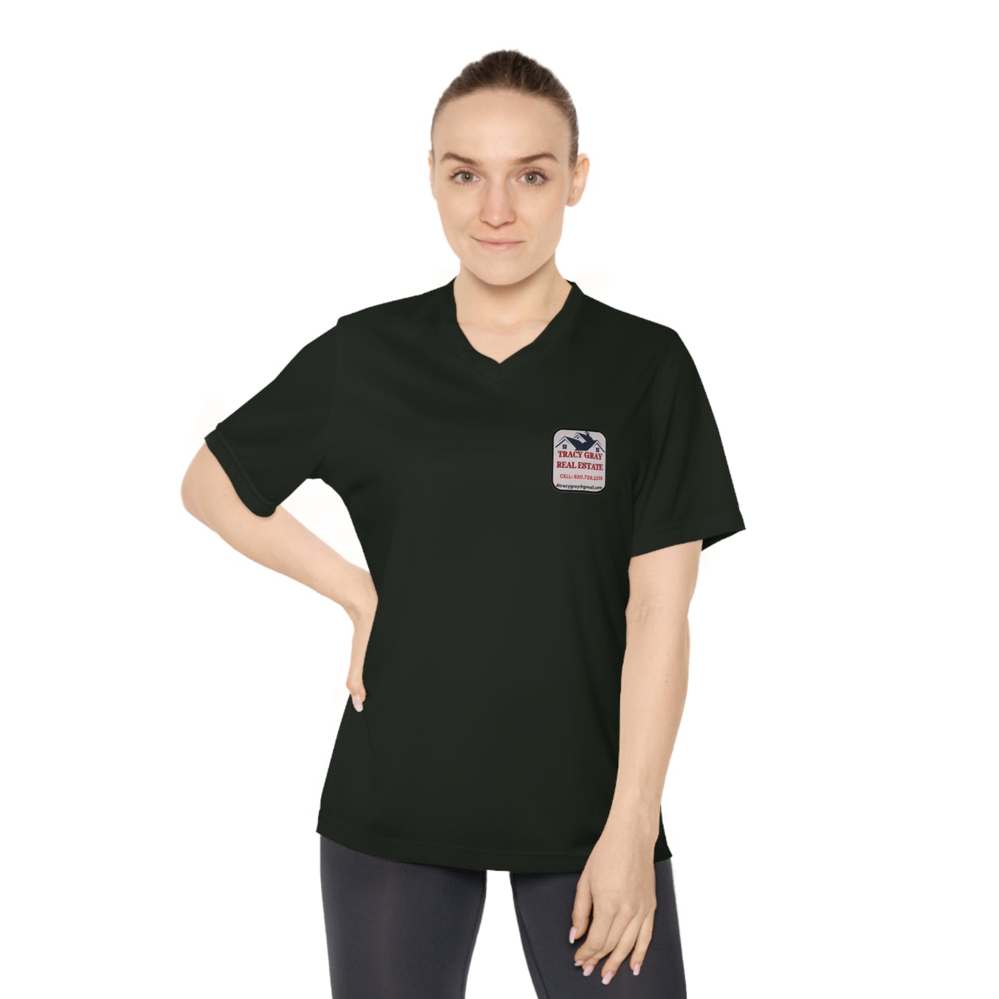 TG REALTY - Women's Performance V-Neck T-Shirt SMALL LOGO