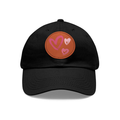 Full Heart Mom Hat with Leather Patch (Round)