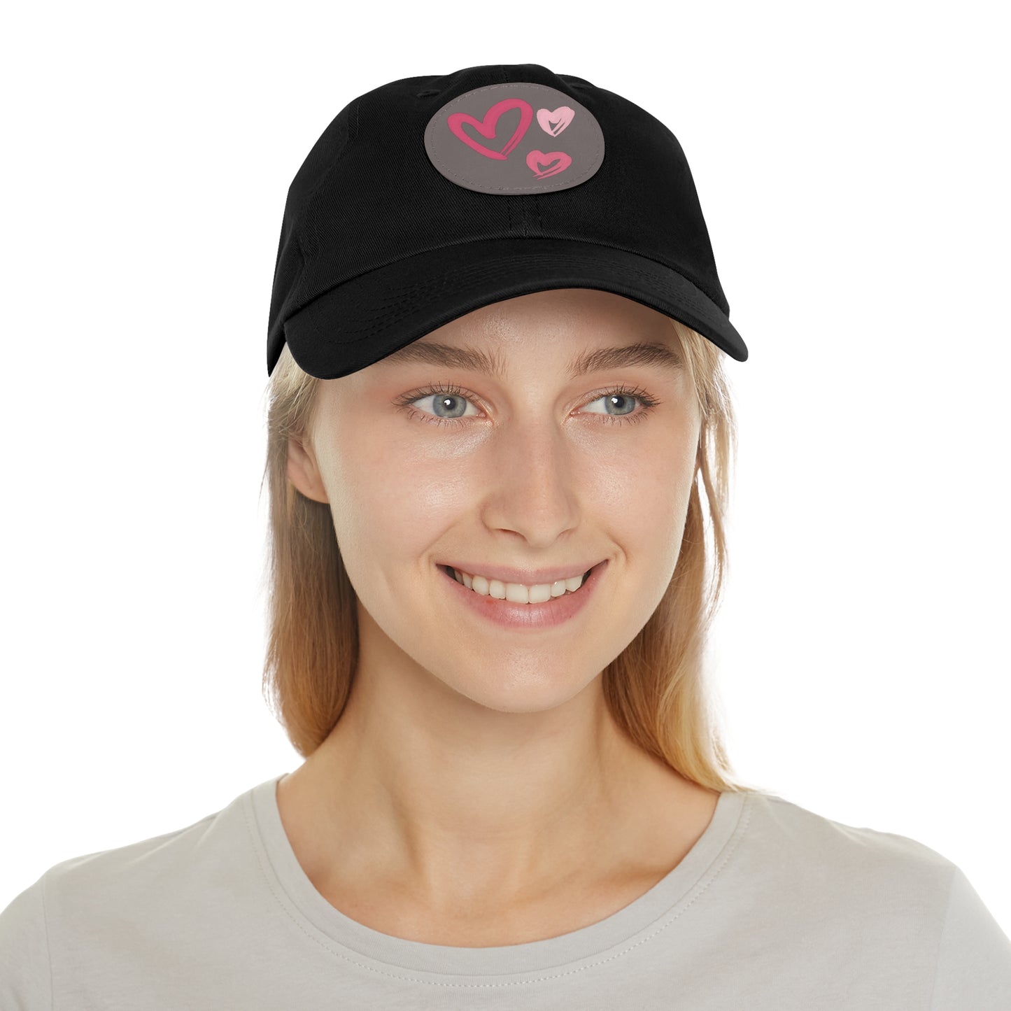 Full Heart Mom Hat with Leather Patch (Round)