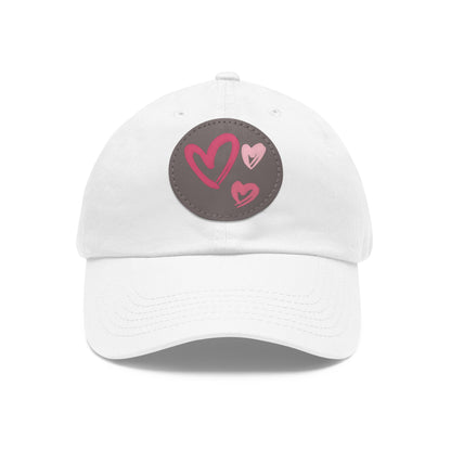 Full Heart Mom Hat with Leather Patch (Round)