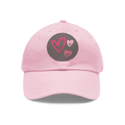 Full Heart Mom Hat with Leather Patch (Round)